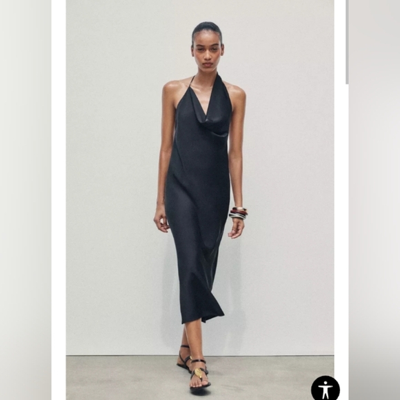 Zara Dresses & Skirts - Zara Black Halter Sheath Midi Dress